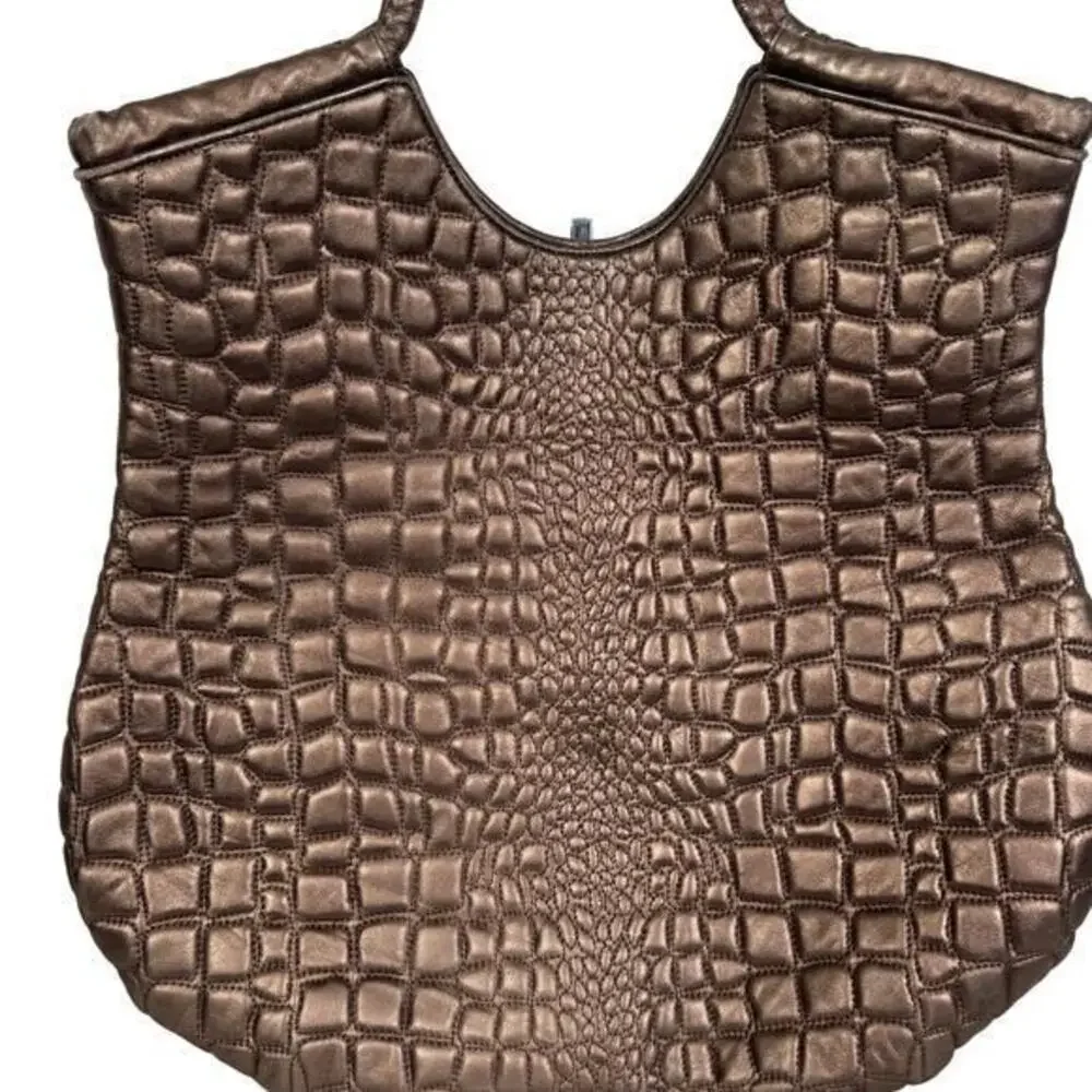Vintage Y2K‎ Hobo International Quilted Bronze Large Shoulder Bag